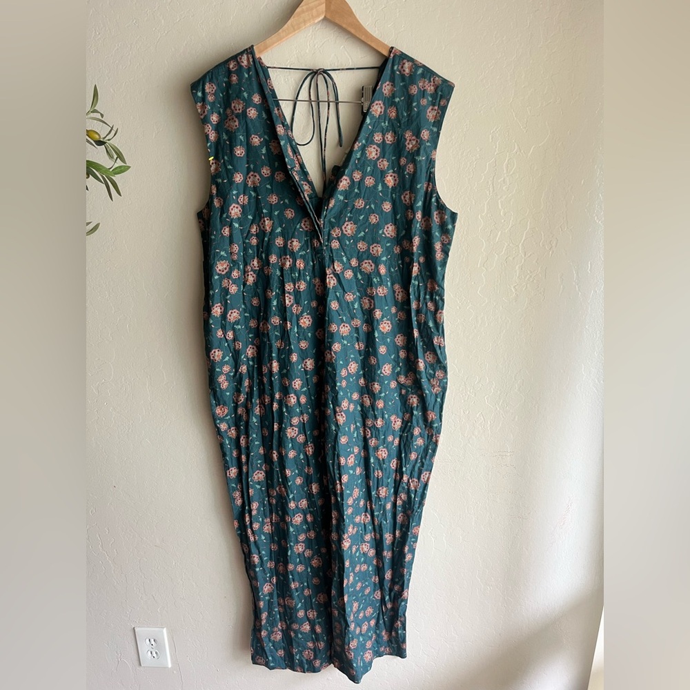 Green Floral V-Neck Jumpsuit
